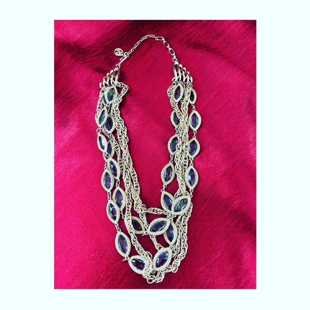 Layered Gold necklace w/Stones